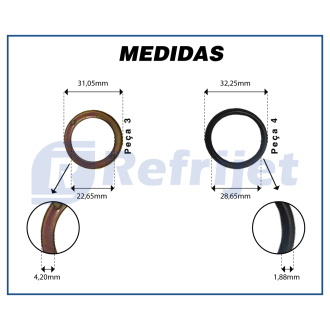Componentes SELO COMPRESSOR SANDEN 508 / 510 N391 SHAFT Imagem 7