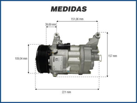 Compressores COMPRESSOR MAHLE - E-TORQ - FIAT PALIO / BRAVO / PUNTO / DOBLO / IDEA / LINEA / SIENA / STRADA - 1.3 / 1.4 / 1.6 / 1.8 - 2008>2015 - POLIA 105MM Imagem 4