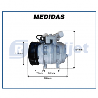 Compressores COMPRESSOR 10P08 9720 3 ORELHAS R-134A PV6 120MM Imagem 7