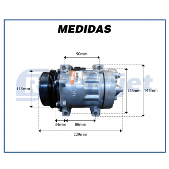 Compressores COMPRESSOR 7H15 MÁQUINA TRATOR CASE/ NEW HOLLAND MODELO FARMALL/ PUMA 125 - 12 VOLTS POLIA 4PK 119MM OEM: 87802912/87709785 Imagem 7