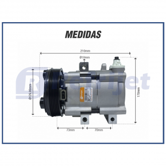 Compressores COMPRESSOR FORD MODELO FIC FS10 FX15 F250 DIESEL - 12 VOLTS POLIA 6PK 126 MM Imagem 4