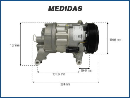 Compressores COMPRESSOR MAHLE - FIAT BRAVO / DOBLO / GRAND SIENA / LINEA / PALIO / PUNTO / SIENA / STRADA - 1.3 / 1.4 / 1.6 / 1.8 - POLIA 115MM - 2011>2015 (MOTOR E-TORQ) Imagem 4