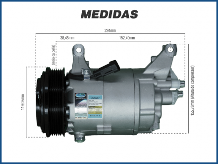 Compressores COMPRESSOR DELPHI - FIAT BRAVO / DOBLO / GRAND SIENA / LINEA / PALIO / PUNTO / SIENA / STRADA - 1.3 / 1.4 / 1.6 / 1.8 (MOTOR E-TORQ) - 2011>2015 Imagem 5